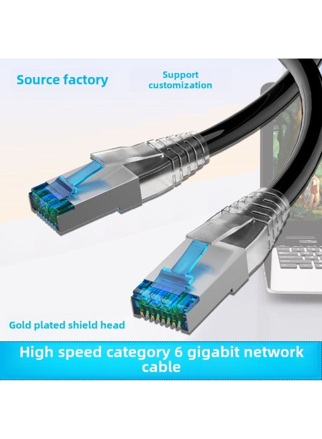 Category 6 Network Cable CAT6 Gigabit Home Engineering Computer Broadband Router 8-core Twisted Pair Network Hop RJ45 Head-Colour:Category 6 Gigabit Black (sheath + Shielding Head)-Line Length:10m - Image 2